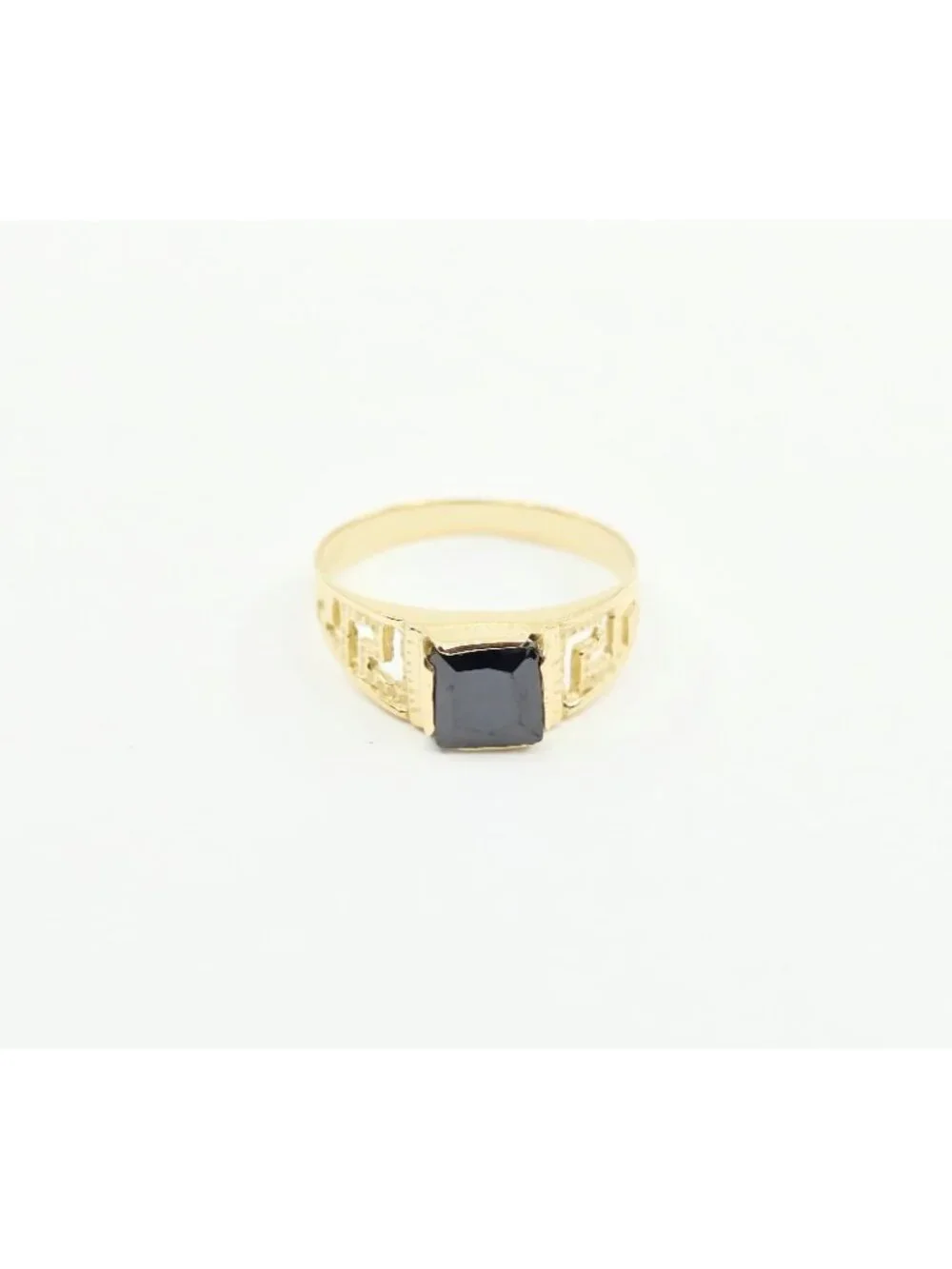 Beautiful 14K Karat Solid Yellow Gold Designer Square Onyx Baby Ring - Size 3